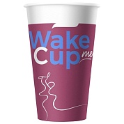 Стаканчики бумажные Wake Me Cup одноразовые с печатью (300 мл) 